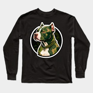 American Pitbull Camouflage Motif Long Sleeve T-Shirt